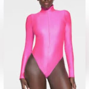 SKIMS NWT Shine Swim Zip Front One Piece - Taffy